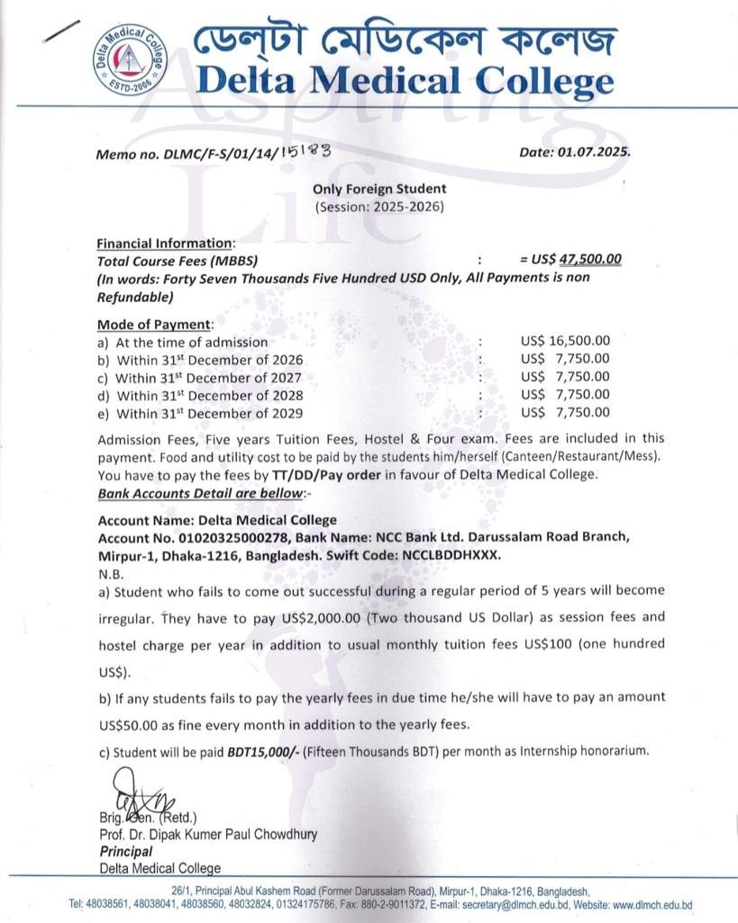 Mainamoti Medical College – Offer Letter