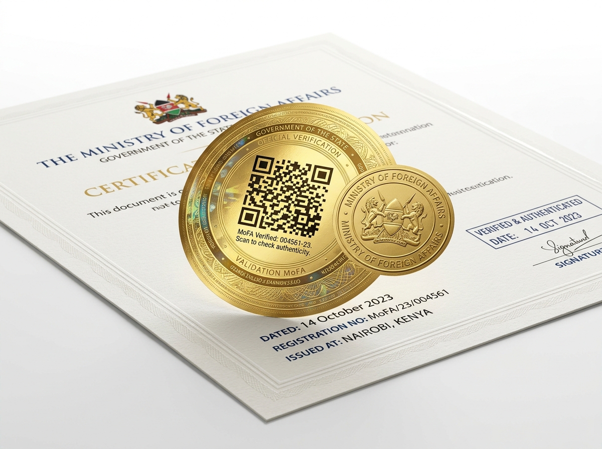 Official UAE consular MoFA verification stamp layout close up